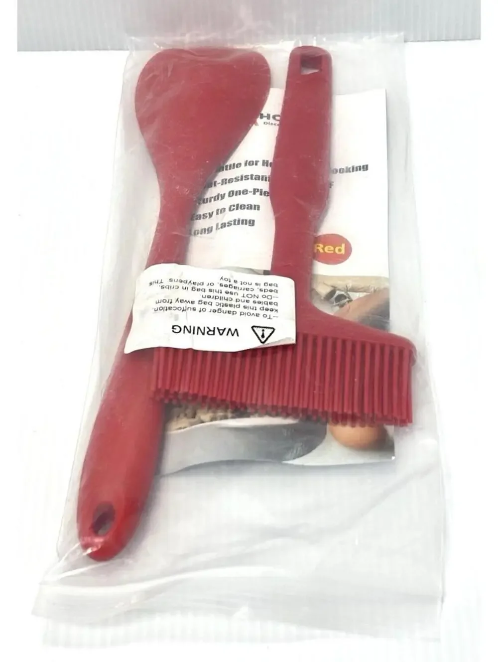 Red Silicone Brush Spatula Set Heat Resistant Basting Baking Kitchen Tool Helper